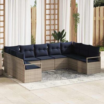 vidaXL Sofa Set mit Kissen 7 pcs Grau Poly-Rattan vidaXL Sofa Set mit Kissen 7 pcs Grau Poly-Rattan