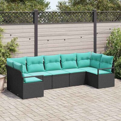 vidaXL Sofa Set mit Kissen 7 pcs Schwarz Poly-Rattan vidaXL Sofa Set mit Kissen 7 pcs Schwarz Poly-Rattan