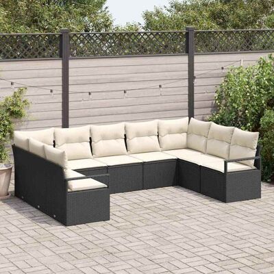 vidaXL Sofa Set mit Kissen 9 pcs Schwarz Poly Rattan vidaXL Sofa Set mit Kissen 9 pcs Schwarz Poly Rattan