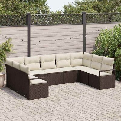 vidaXL Sofa Set mit Kissen 9 pcs Braun Poly-Rattan vidaXL Sofa Set mit Kissen 9 pcs Braun Poly-Rattan