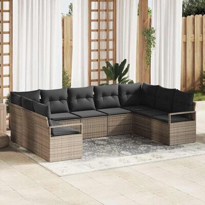vidaXL Sofa Set mit Kissen 9 pcs Grau Poly Rattan vidaXL Sofa Set mit Kissen 9 pcs Grau Poly Rattan