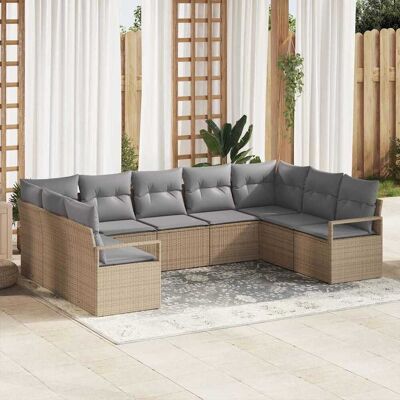 vidaXL Sofa Set mit Kissen 9 pcs Beige Poly Rattan vidaXL Sofa Set mit Kissen 9 pcs Beige Poly Rattan