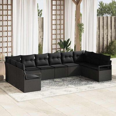 Marken unbekannt Garten-Sofaset - 3-teiliges schwarzes moduläres Outdoor-Möbel Marken unbekannt Garten-Sofaset - 3-teiliges schwarzes moduläres Outdoor-Möbel