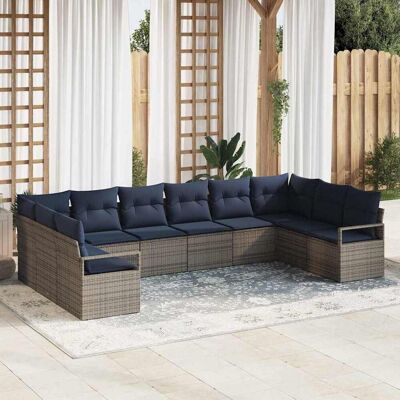vidaXL Sofa Set mit Kissen 10 pcs Grau Poly-Rattan vidaXL Sofa Set mit Kissen 10 pcs Grau Poly-Rattan