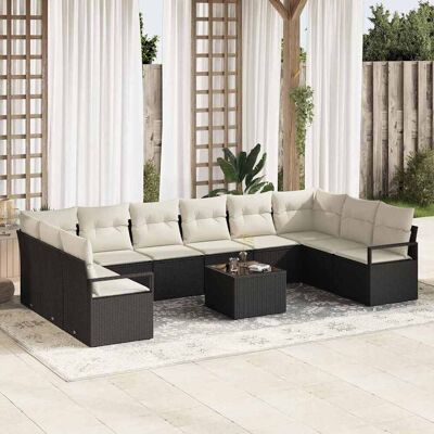 vidaXL Sofa Set mit Kissen 11 pcs Schwarz Poly-Rattan vidaXL Sofa Set mit Kissen 11 pcs Schwarz Poly-Rattan