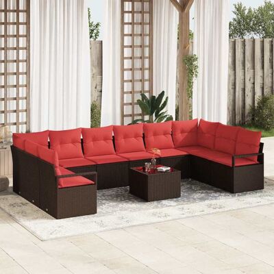vidaXL Sofa Set mit Kissen 11 pcs Braun Poly Rattan vidaXL Sofa Set mit Kissen 11 pcs Braun Poly Rattan