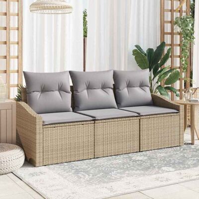 vidaXL Sofa Set mit Kissen 3 pcs Beige Poly-Rattan vidaXL Sofa Set mit Kissen 3 pcs Beige Poly-Rattan