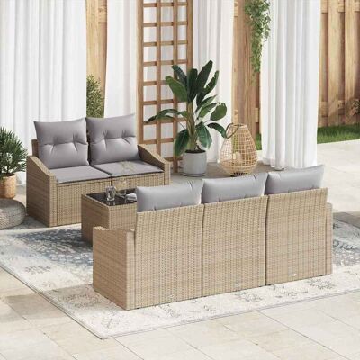 vidaXL Sofa Set mit Kissen 6 pcs Beige und Hellgrau Poly Rattan vidaXL Sofa Set mit Kissen 6 pcs Beige und Hellgrau Poly Rattan
