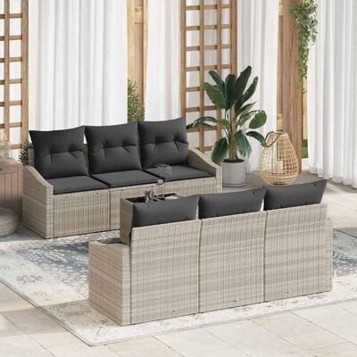 vidaXL Sofa Set mit Kissen mit Kissen 7 pcs Hellgrau Poly Rattan vidaXL Sofa Set mit Kissen mit Kissen 7 pcs Hellgrau Poly Rattan