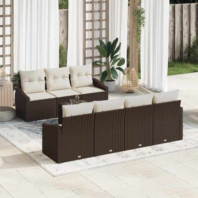 vidaXL Sofa Set mit Kissen 8 pcs Braun und Creme Poly-Rattan vidaXL Sofa Set mit Kissen 8 pcs Braun und Creme Poly-Rattan