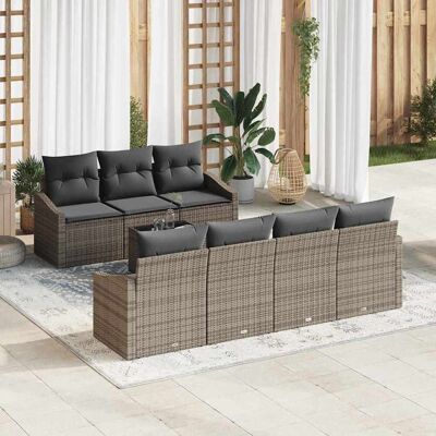 vidaXL Sofa Set mit Kissen mit Kissen 8 pcs Grau Poly-Rattan vidaXL Sofa Set mit Kissen mit Kissen 8 pcs Grau Poly-Rattan