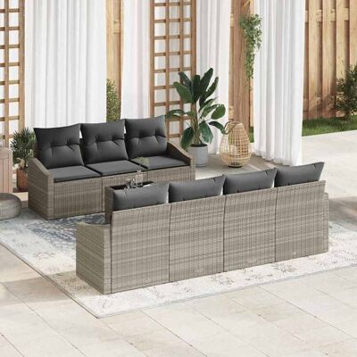 vidaXL Sofa Set mit Kissen mit Kissen 8 pcs Hellgrau Poly-Rattan vidaXL Sofa Set mit Kissen mit Kissen 8 pcs Hellgrau Poly-Rattan