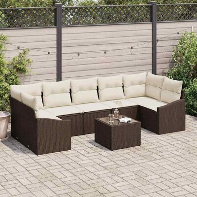vidaXL Sofa Set mit Kissen Braun und Creme 55 x 55 x 37 cm Poly Rattan vidaXL Sofa Set mit Kissen Braun und Creme 55 x 55 x 37 cm Poly Rattan