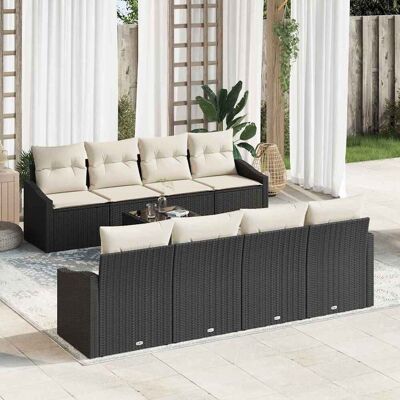 vidaXL Sofa Set mit Kissen 9 pcs Schwarz und Creme Poly Rattan vidaXL Sofa Set mit Kissen 9 pcs Schwarz und Creme Poly Rattan