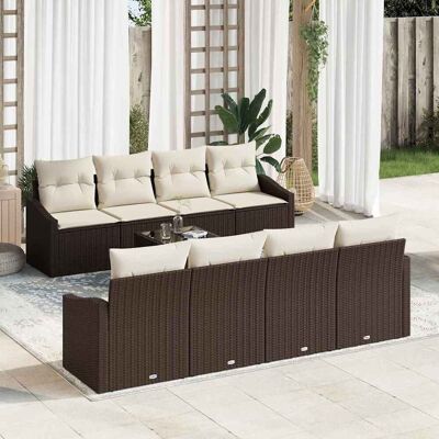 vidaXL Sofa Set mit Kissen 9 pcs Braun und Creme Poly Rattan vidaXL Sofa Set mit Kissen 9 pcs Braun und Creme Poly Rattan