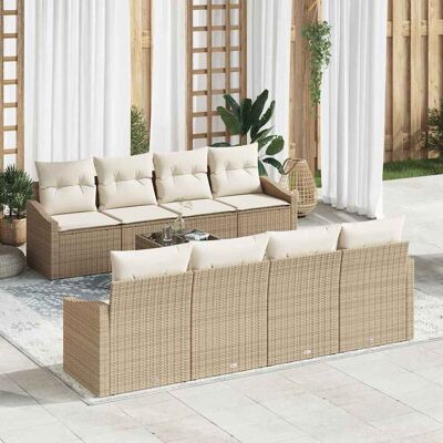 vidaXL Sofa Set mit Kissen 9 pcs Beige und Creme Poly Rattan vidaXL Sofa Set mit Kissen 9 pcs Beige und Creme Poly Rattan