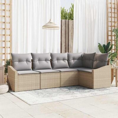 vidaXL Gartenlounge-Set - 5 Teile, Beige, Modernes Design vidaXL Gartenlounge-Set - 5 Teile, Beige, Modernes Design