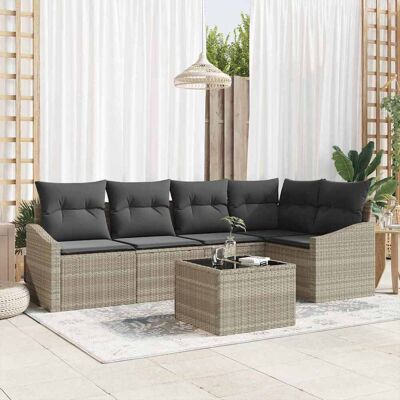 Vidaxl Gartensofa-Set - 6-teiliges Grau Poly Rattan Outdoor-Mobiliar Vidaxl Gartensofa-Set - 6-teiliges Grau Poly Rattan Outdoor-Mobiliar