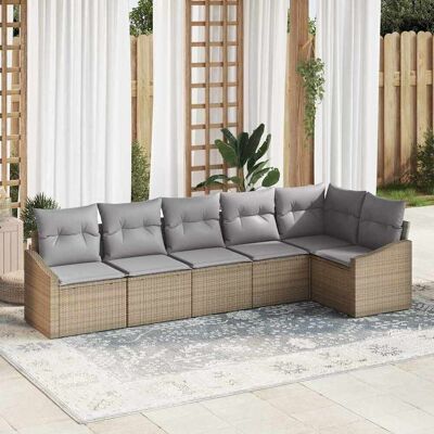vidaXL Sofa Set mit Kissen 6 pcs Beige Poly Rattan vidaXL Sofa Set mit Kissen 6 pcs Beige Poly Rattan