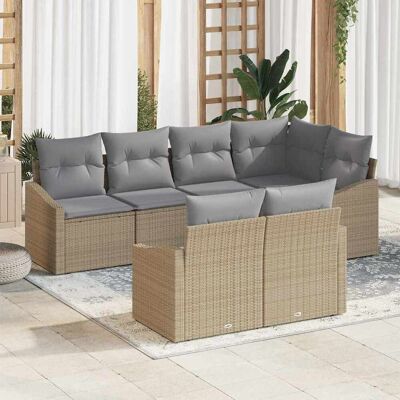 vidaXL Sofa Set mit Kissen 7 pcs Beige Poly Rattan vidaXL Sofa Set mit Kissen 7 pcs Beige Poly Rattan