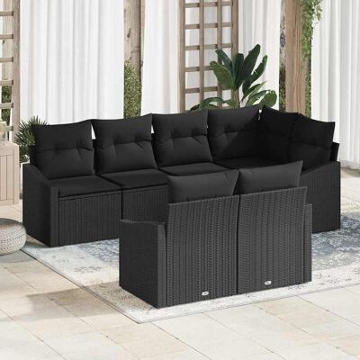 vidaXL Sofa Set mit Kissen 7 pcs Schwarz Poly Rattan vidaXL Sofa Set mit Kissen 7 pcs Schwarz Poly Rattan