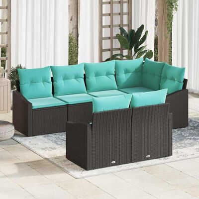 vidaXL Sofa Set mit Kissen 7 pcs Schwarz Poly-Rattan vidaXL Sofa Set mit Kissen 7 pcs Schwarz Poly-Rattan