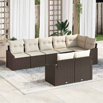 vidaXL Sofa Set mit Kissen 8 pcs Braun Poly Rattan vidaXL Sofa Set mit Kissen 8 pcs Braun Poly Rattan