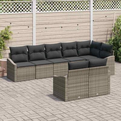vidaXL Sofa Set mit Kissen 8 pcs Grau Poly Rattan vidaXL Sofa Set mit Kissen 8 pcs Grau Poly Rattan