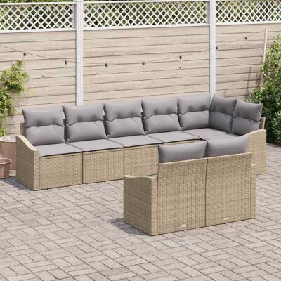 vidaXL Sofa Set mit Kissen 8 pcs Beige Poly Rattan vidaXL Sofa Set mit Kissen 8 pcs Beige Poly Rattan