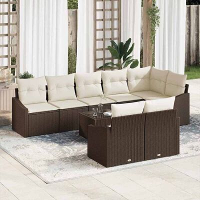 vidaXL Sofa Set mit Kissen 9 pcs Braun Poly Rattan vidaXL Sofa Set mit Kissen 9 pcs Braun Poly Rattan