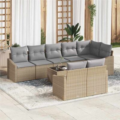 vidaXL Sofa Set mit Kissen 9 pcs Beige Poly Rattan vidaXL Sofa Set mit Kissen 9 pcs Beige Poly Rattan