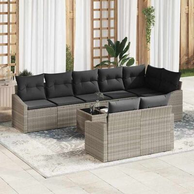 vidaXL Sofa Set mit Kissen 9 pcs Hellgrau Poly Rattan vidaXL Sofa Set mit Kissen 9 pcs Hellgrau Poly Rattan