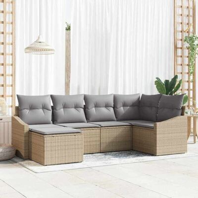 vidaXL Sofa Set mit Kissen 6 pcs Beige Poly Rattan vidaXL Sofa Set mit Kissen 6 pcs Beige Poly Rattan