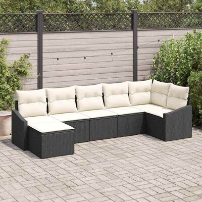 vidaXL Sofa Set mit Kissen 7 pcs Schwarz Poly Rattan vidaXL Sofa Set mit Kissen 7 pcs Schwarz Poly Rattan