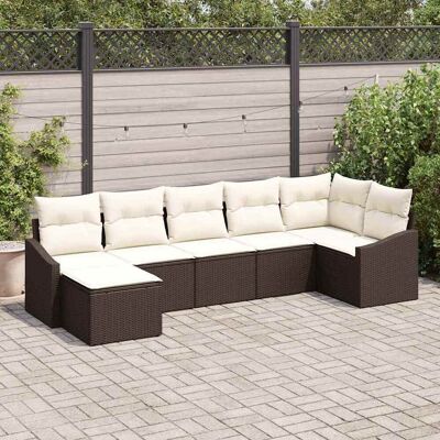 vidaXL Sofa Set mit Kissen 7 pcs Braun Poly Rattan vidaXL Sofa Set mit Kissen 7 pcs Braun Poly Rattan