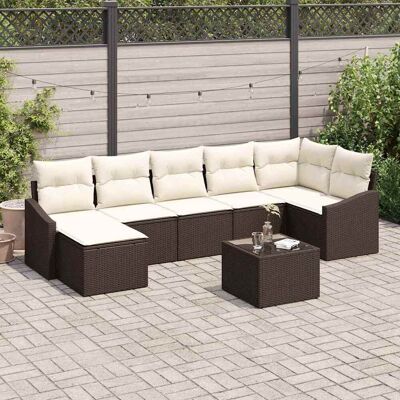 vidaXL Sofa Set mit Kissen 8 pcs Braun Poly Rattan vidaXL Sofa Set mit Kissen 8 pcs Braun Poly Rattan