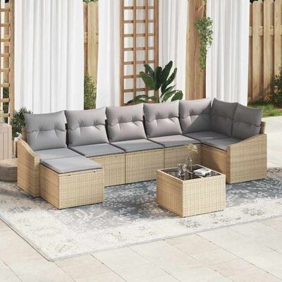 vidaXL Sofa Set mit Kissen 8 pcs Beige Poly Rattan vidaXL Sofa Set mit Kissen 8 pcs Beige Poly Rattan