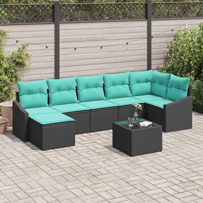 vidaXL Sofa Set mit Kissen 8 pcs Schwarz Poly Rattan vidaXL Sofa Set mit Kissen 8 pcs Schwarz Poly Rattan