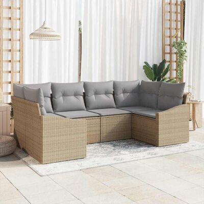 vidaXL Sofa Set mit Kissen 6 pcs Beige Poly-Rattan vidaXL Sofa Set mit Kissen 6 pcs Beige Poly-Rattan