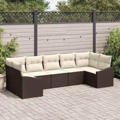 Vasmax - Gartensofa 7-tlg. mit Kissen Braune Poly-rattan - Gartenmöbel Vasmax - Gartensofa 7-tlg. mit Kissen Braune Poly-rattan - Gartenmöbel