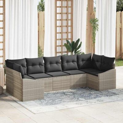 Vidaxl Gartensofa-Set 7 Stück Grau Synthetischer Rattan Vidaxl Gartensofa-Set 7 Stück Grau Synthetischer Rattan