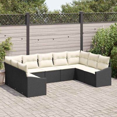 Vidaxl Garten Sofaset - 9-teilig Schwarz Wetterfest Rattan Vidaxl Garten Sofaset - 9-teilig Schwarz Wetterfest Rattan
