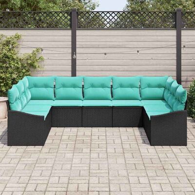 vidaXL Sofa Set mit Kissen 9 pcs Schwarz Poly-Rattan vidaXL Sofa Set mit Kissen 9 pcs Schwarz Poly-Rattan