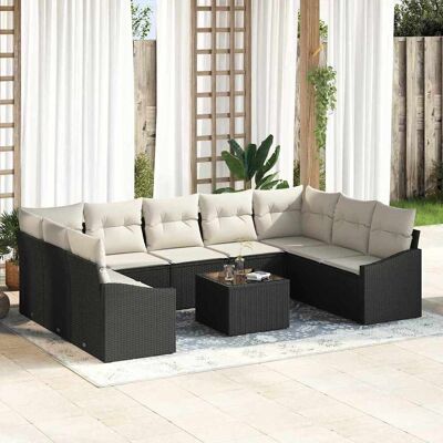 vidaXL Sofa Set mit Kissen 10 pcs Schwarz Poly Rattan vidaXL Sofa Set mit Kissen 10 pcs Schwarz Poly Rattan