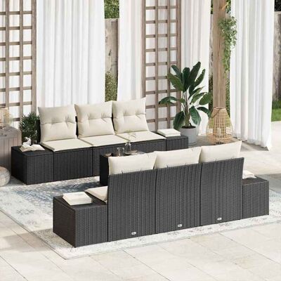 vidaXL Sofa Set mit Kissen 7 pcs Schwarz Poly Rattan vidaXL Sofa Set mit Kissen 7 pcs Schwarz Poly Rattan