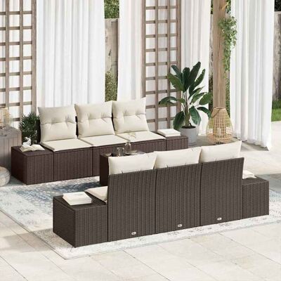 vidaXL Sofa Set mit Kissen 7 pcs Braun Poly Rattan vidaXL Sofa Set mit Kissen 7 pcs Braun Poly Rattan