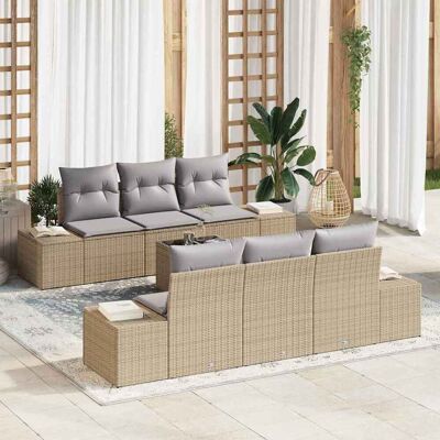 vidaXL Sofa Set mit Kissen 7 pcs Beige Poly Rattan vidaXL Sofa Set mit Kissen 7 pcs Beige Poly Rattan