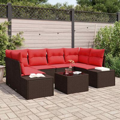 vidaXL Sofa Set mit Kissen 7 pcs Braun Poly Rattan vidaXL Sofa Set mit Kissen 7 pcs Braun Poly Rattan
