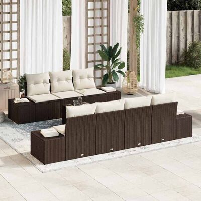 vidaXL Sofa Set mit Kissen 8 pcs Braun Poly Rattan vidaXL Sofa Set mit Kissen 8 pcs Braun Poly Rattan