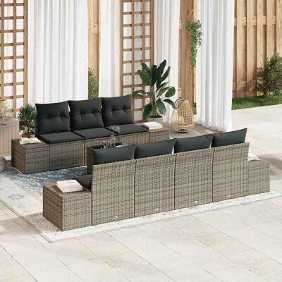 vidaXL Sofa Set mit Kissen 8 pcs Grau Poly Rattan vidaXL Sofa Set mit Kissen 8 pcs Grau Poly Rattan